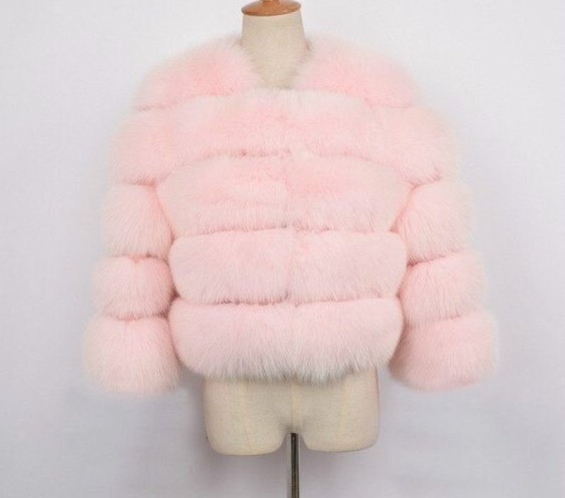 画像4: Real Fox Fur Real Fur Coat リアルフォックスファーコート ショート丈 ブロックスリーブ ボディストライプブロック (4)