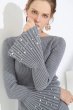 画像1:  Women's  Pearl in cuffs Rib stitch Knit Pullover ひろがった袖口のパールがポイント ニット プルオーバー セーター (1)