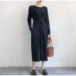 画像2: Women's round neck  Split Twist Long Sleeve  Dress ラウンドネック膝下丈ニットドレス　ワンピース (2)