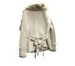 画像2:  women's  real fox fur to fake sheepskin Coat  Jacket リアルフォックスファー襟付きフェイクシープスキンジャケット　コート (2)