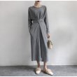 画像1: Women's round neck  Split Twist Long Sleeve  Dress ラウンドネック膝下丈ニットドレス　ワンピース (1)