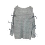 画像3:  Women's   Round Neck Out Sleeve Tie  Pullover Knitwear Sweaterカットアウトリボン付きセーター　プルオーバー (3)