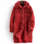 画像1:  women's new sheep shearing lapel long coat  シープスキンロングコート (1)