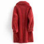 画像2:  women's new sheep shearing lapel long coat  シープスキンロングコート (2)