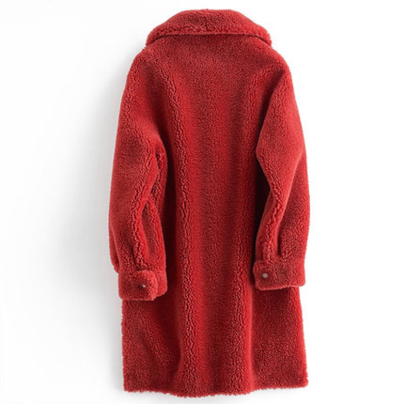 画像2:  women's new sheep shearing lapel long coat  シープスキンロングコート (2)