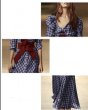 画像2: plaid bow waist shirt dress　フリルVネックチェック柄長袖ロングマキシドレスワンピース  (2)