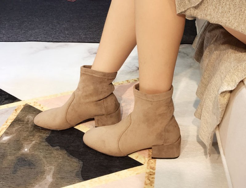 画像9: women's socks stretch boots ankle boots ソックスストレッチ本革レザーショートブーツ ブーティーブーツ (9)