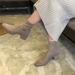 画像10: women's socks stretch boots ankle boots ソックスストレッチ本革レザーショートブーツ ブーティーブーツ (10)