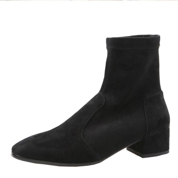 画像1: women's socks stretch boots ankle boots ソックスストレッチ本革レザーショートブーツ ブーティーブーツ (1)