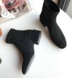 画像6: women's socks stretch boots ankle boots ソックスストレッチ本革レザーショートブーツ ブーティーブーツ (6)