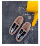 画像13: women's rabbit fur flat bottom half palm slippers  flip-flops リアルラビットファーハーフフラットサンダル　ミュールスリッパ (13)