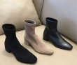 画像2: women's socks stretch boots ankle boots ソックスストレッチ本革レザーショートブーツ ブーティーブーツ (2)