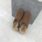画像7: women's rabbit fur square head heel Mules shoes  half palm slippers   リアルラビットファーハーヒールサンダル　ミュールスリッパ (7)
