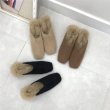 画像3: women's rabbit fur square head heel Mules shoes  half palm slippers   リアルラビットファーハーヒールサンダル　ミュールスリッパ (3)