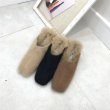 画像2: women's rabbit fur square head heel Mules shoes  half palm slippers   リアルラビットファーハーヒールサンダル　ミュールスリッパ (2)