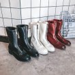 画像6: women's front zipper leather booties  本革レザーフロントジップインソールショートブーツ ブーティーブーツ (6)