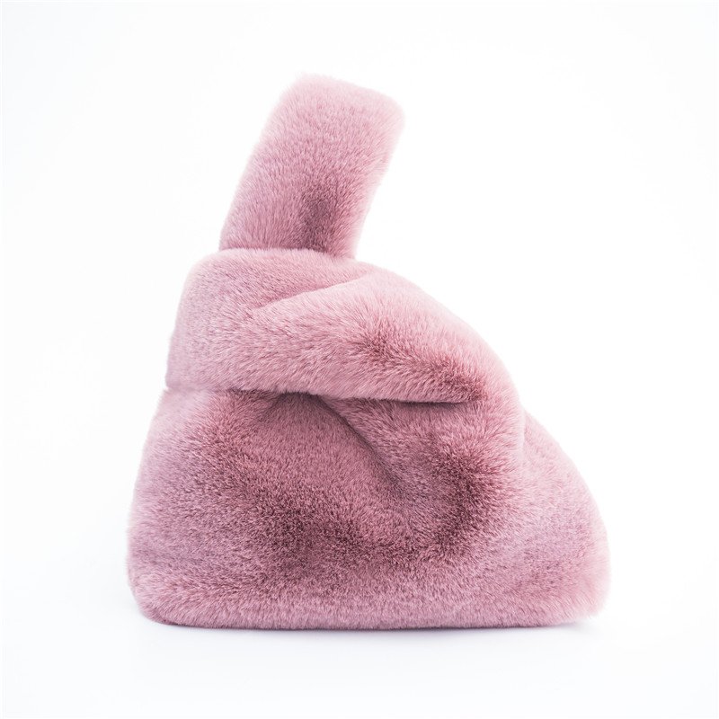 画像6: Women's Fake rabiit fur bag フェイクラビットファーエコファートートバッグ  (6)