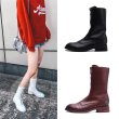 画像7: women's front zipper leather booties  本革レザーフロントジップインソールショートブーツ ブーティーブーツ (7)