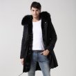 画像2: ブラック＆ネイビー メンズ Mens Real Fox Fur Real Fur Liner Hoodie Military Coat Long リアルファーフード&ライナー付ミリタリーモッズコート (2)