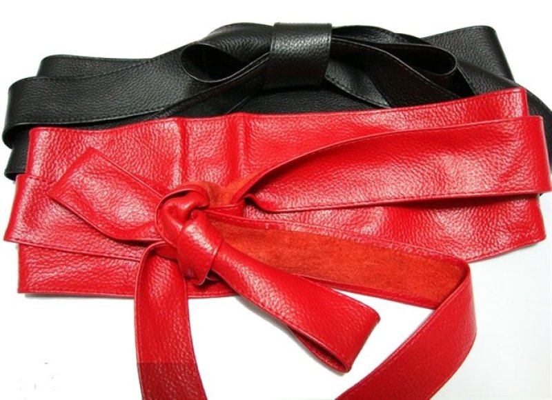 画像2: Women's Wide decoration leather sash belt 本革レザー幅広りぼん結びサッシュベルト (2)