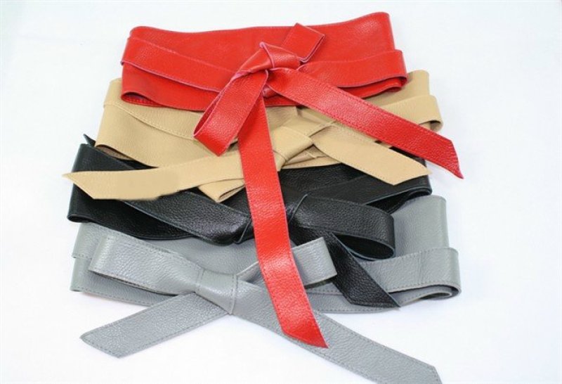 画像4: Women's Wide decoration leather sash belt 本革レザー幅広りぼん結びサッシュベルト (4)