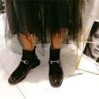 画像2: women's  Patent leather square head flat casual Martin boots short boots  パテントレザーフラットショートブーツ (2)
