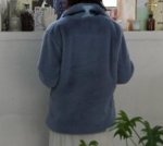 画像4:  women's smoky blue  fur coat jacket　エコファーモコモコブルーカラージャケット　コート (4)