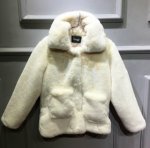 画像2:  women's smoky blue  fur coat jacket　エコファーモコモコブルーカラージャケット　コート (2)