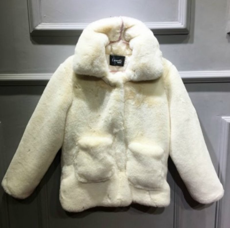 画像2:  women's smoky blue  fur coat jacket エコファーモコモコブルーカラージャケット コート (2)