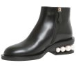 画像2: Women’s Leather ankle flat pearl and boots 本革レザーパール付フラットショートブーツ (2)