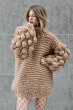 画像6: Women's Handmade Sweater Cuddle Up Loose large size Coarse lines ultra-Thick Coat Ahududu Hırka ハイネックポンポン付ざっくりニットセーターコート (6)