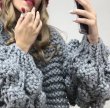 画像14: Women's Handmade Sweater Cuddle Up Loose large size Coarse lines ultra-Thick Coat Ahududu Hırka ハイネックポンポン付ざっくりニットセーターコート (14)