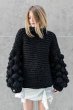 画像3: Women's Handmade Sweater Cuddle Up Loose large size Coarse lines ultra-Thick Coat Ahududu Hırka ハイネックポンポン付ざっくりニットセーターコート (3)