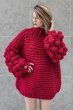 画像9: Women's Handmade Sweater Cuddle Up Loose large size Coarse lines ultra-Thick Coat Ahududu Hırka ハイネックポンポン付ざっくりニットセーターコート (9)