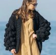 画像10: Women's Handmade Super Chunky Knit Cardigan Knit Sweater Coat Ahududu Hırka グレープ ポンポン付ざっくりニットセーターコートカーディガン (10)