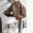 画像8: Women's Handmade Sweater Cuddle Up Loose large size Coarse lines ultra-Thick Coat Ahududu Hırka ハイネックポンポン付ざっくりニットセーターコート (8)