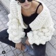 画像8: Women's Handmade Super Chunky Knit Cardigan Knit Sweater Coat Ahududu Hırka グレープ ポンポン付ざっくりニットセーターコートカーディガン (8)