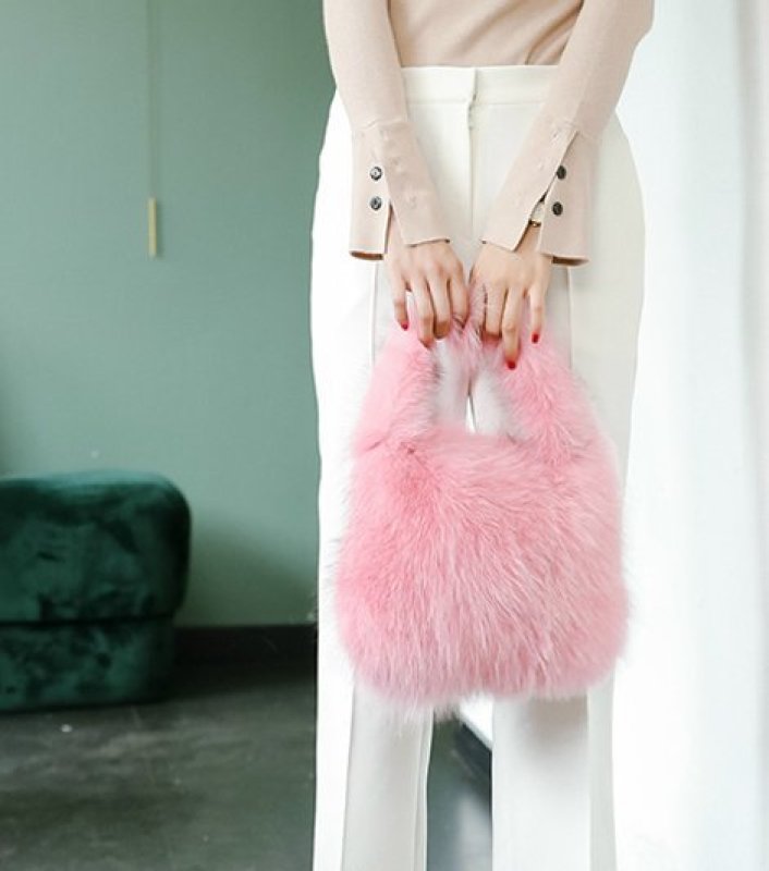 画像5: Real fox fur hairy fur bag  tote bag   リアルフォックスファーサークル型トートバッグ (5)