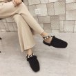 画像4: women's pearl with square head flat Mules shoes Flat Sandal Slipper flip-flops ファー＆パール付フラットミュール　サンダル　ミュールスリッパ (4)