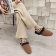 画像8: women's pearl with square head flat Mules shoes Flat Sandal Slipper flip-flops ファー＆パール付フラットミュール　サンダル　ミュールスリッパ (8)