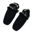 画像1: women's pearl with square head flat Mules shoes Flat Sandal Slipper flip-flops ファー＆パール付フラットミュール　サンダル　ミュールスリッパ (1)