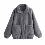 画像9:  women's new lamb fur coat soft plush cotton coat jacket　エコファーモコモコジャケットジップ　コート (9)