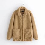 画像7:  women's new lamb fur coat soft plush cotton coat jacket　エコファーモコモコジャケットジップ　コート (7)