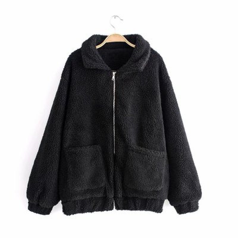 画像10:  women's new lamb fur coat soft plush cotton coat jacket エコファーモコモコジャケットジップ コート (10)