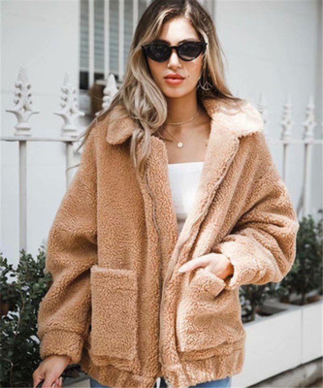 画像2:  women's new lamb fur coat soft plush cotton coat jacket エコファーモコモコジャケットジップ コート (2)