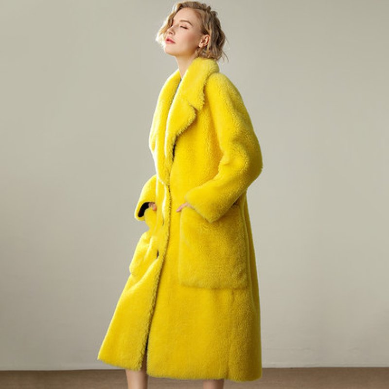 画像4:  women's  sheep shearing long coat jacket シープスキンロングファーコート (4)