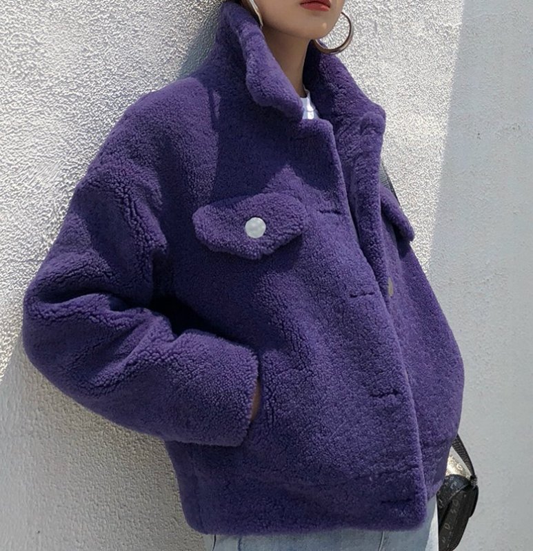 画像4:  women's  sheep shearing  fur hair short paragraph loose coatj  acket シープスキンファージャケット コート (4)