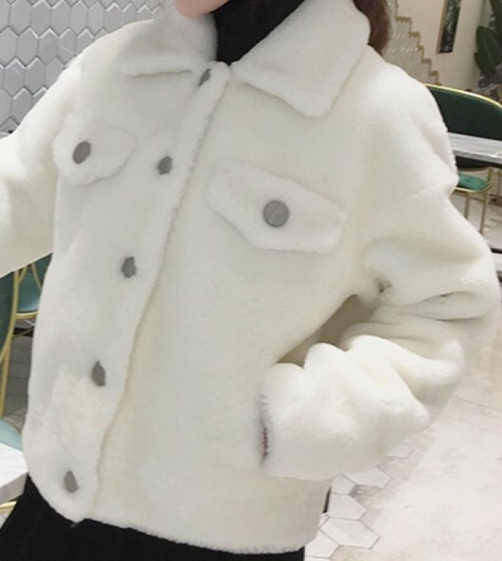 画像6:  women's  sheep shearing  fur hair short paragraph loose coatj  acket シープスキンファージャケット コート (6)