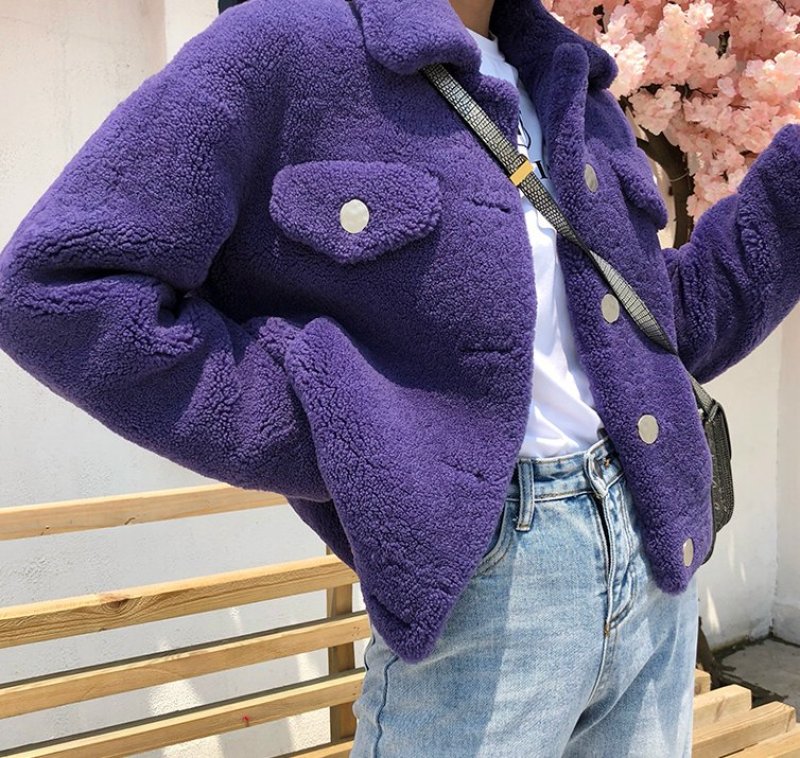 画像3:  women's  sheep shearing  fur hair short paragraph loose coatj  acket シープスキンファージャケット コート (3)