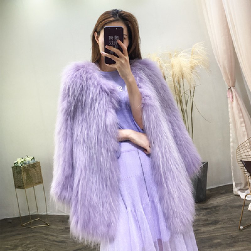 画像10: Women's Real Raccoon Fur Knitting Fur Coat リアルラクーンファーニットコート (10)